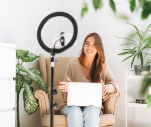 Woman recording a reel